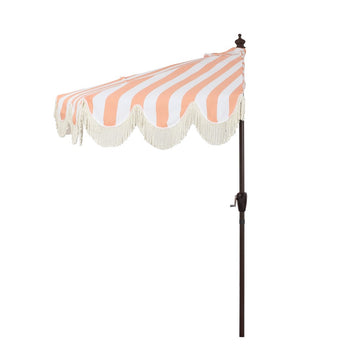 Beverly 9 ft. Designer Classic Scalloped Fringe Half Market Patio Umbrella
